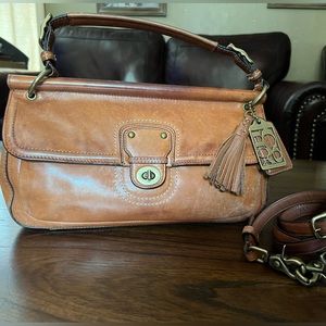 Pre-owned Coach Willis City Brown Leather Handbag.